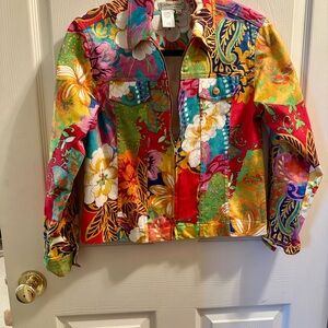 Coldwater Creek Multicolor Floral Jean Jacket